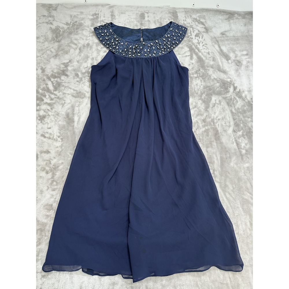 Boutique Dress Women's Size 12 Blue Faux Diamond Studded Fully Lined Sleeveless